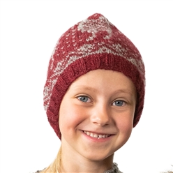 Bilde av Strikkepakke Geitestrikk, lue og votter grå/burgunder