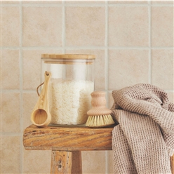 Bilde av Glasskrukke med bambuslokk + måleskje