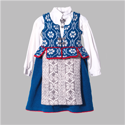 Bilde av Strikkepakke bunad fra Trøndelag til jente, rose med bølge