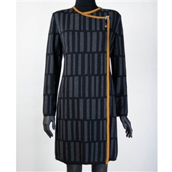 Bilde av Lang jakke sort/grå med kant i oker