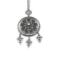 Bilde av Offerdåse Oppdal med nål og 70 cm ertekjede, oksidert