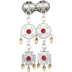 Bilde av Halssølje Sunnmøre med raud stein, kvit/forgylt