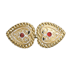 Bilde av Capespenne med raud stein, forgylt/kvit