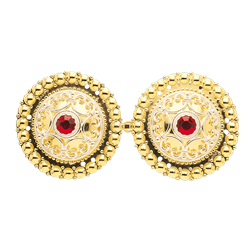 Bilde av Beltespenne til skinnlist med raud stein, forgylt