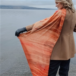 Bilde av Skjerf i ull og silke Sunset coral