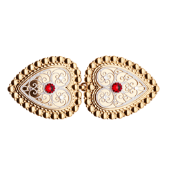 Bilde av Beltespenne til skinnlist med raud stein, forg/kvit