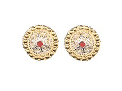 Bilde av Borenåler 25 mm med raud stein, forgylt/kvit