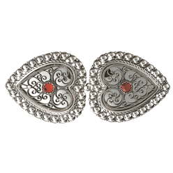 Bilde av Beltespenne til skinnlist med raud stein, oksidert