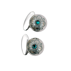 Bilde av Mansjettknappar med grøn stein, oksidert