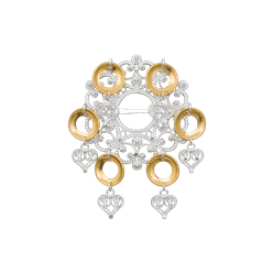 Bilde av Sølje med ringlauv og hjartefiligran, kvit/forgylt