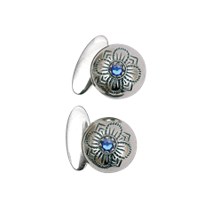 Bilde av Mansjettknappar med blå stein, oksidert