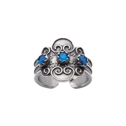 Bilde av Bunadsring med blå stein, oksidert