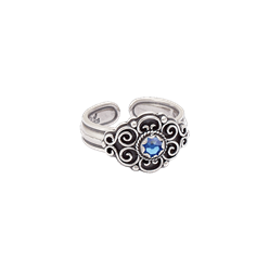 Bilde av Bunadsring med blå stein, oksidert