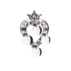 Bilde av Sølje, hjarte med krune og lauv, oksidert