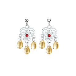 Bilde av Øyrepynt med stein, kvit/forgylt