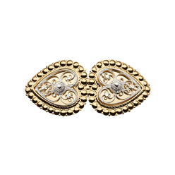 Bilde av Hårspenne med perlekant og kruser, forgylt/kvit