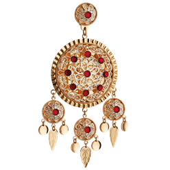 Bilde av Dalar liten med raud stein, forgylt/kvit