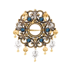 Bilde av Rosesølje gammelforgylt, med krystaller, filigransheng og 8 mm forgylte løv