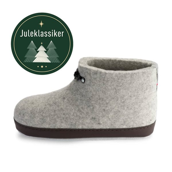 Grå tøfler i filt dame - den originale Haus tøffelen