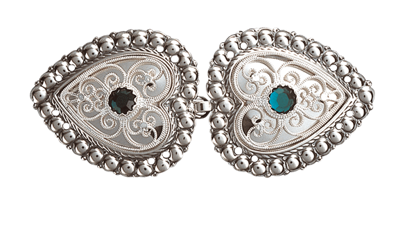 Capespenne med grøn stein, oksidert/kvit