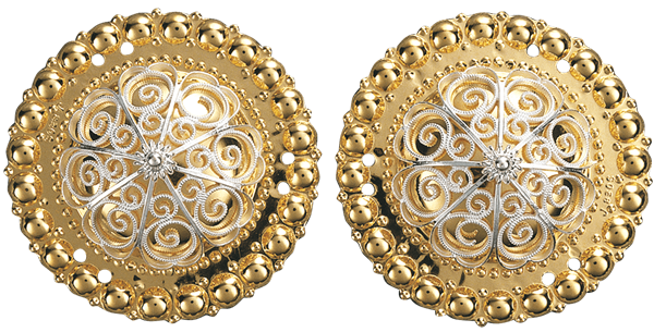 Borer 47 mm med kruser, forgylt/kvit