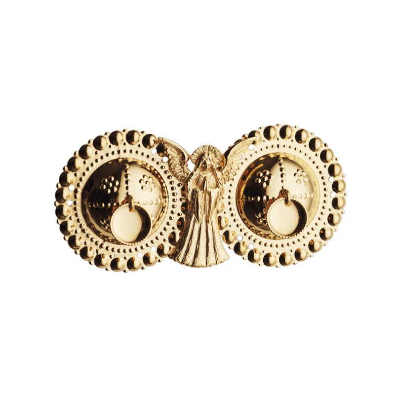 Englespenne med trådkant lauv og syhol, forgylt