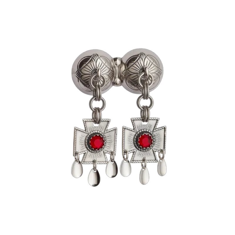 Halssølje med raud stein, oksidert