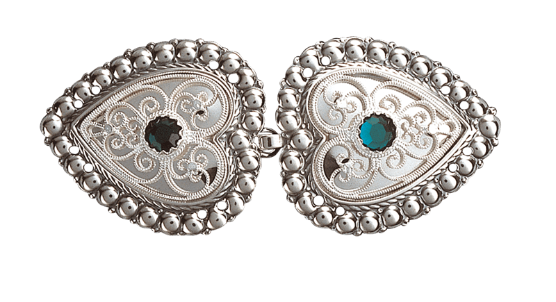 Capespenne med grøn stein, oksidert/kvit