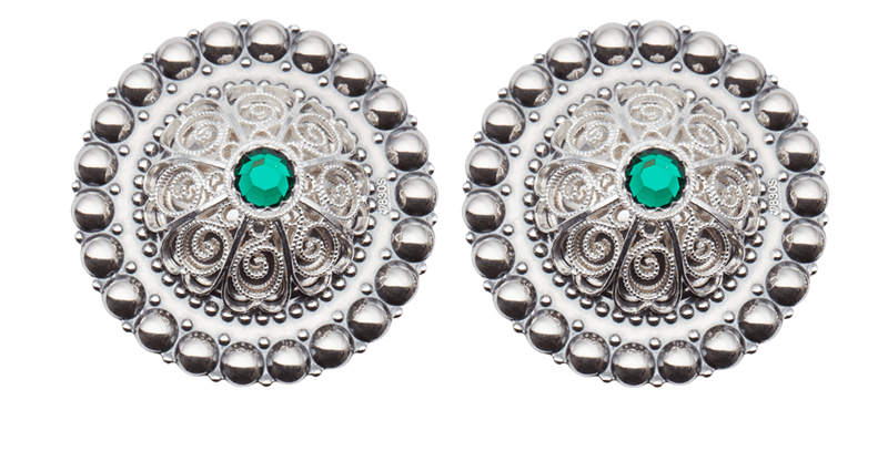 Borer 40 mm med grøn stein til skinnlist, oksidert/kvit